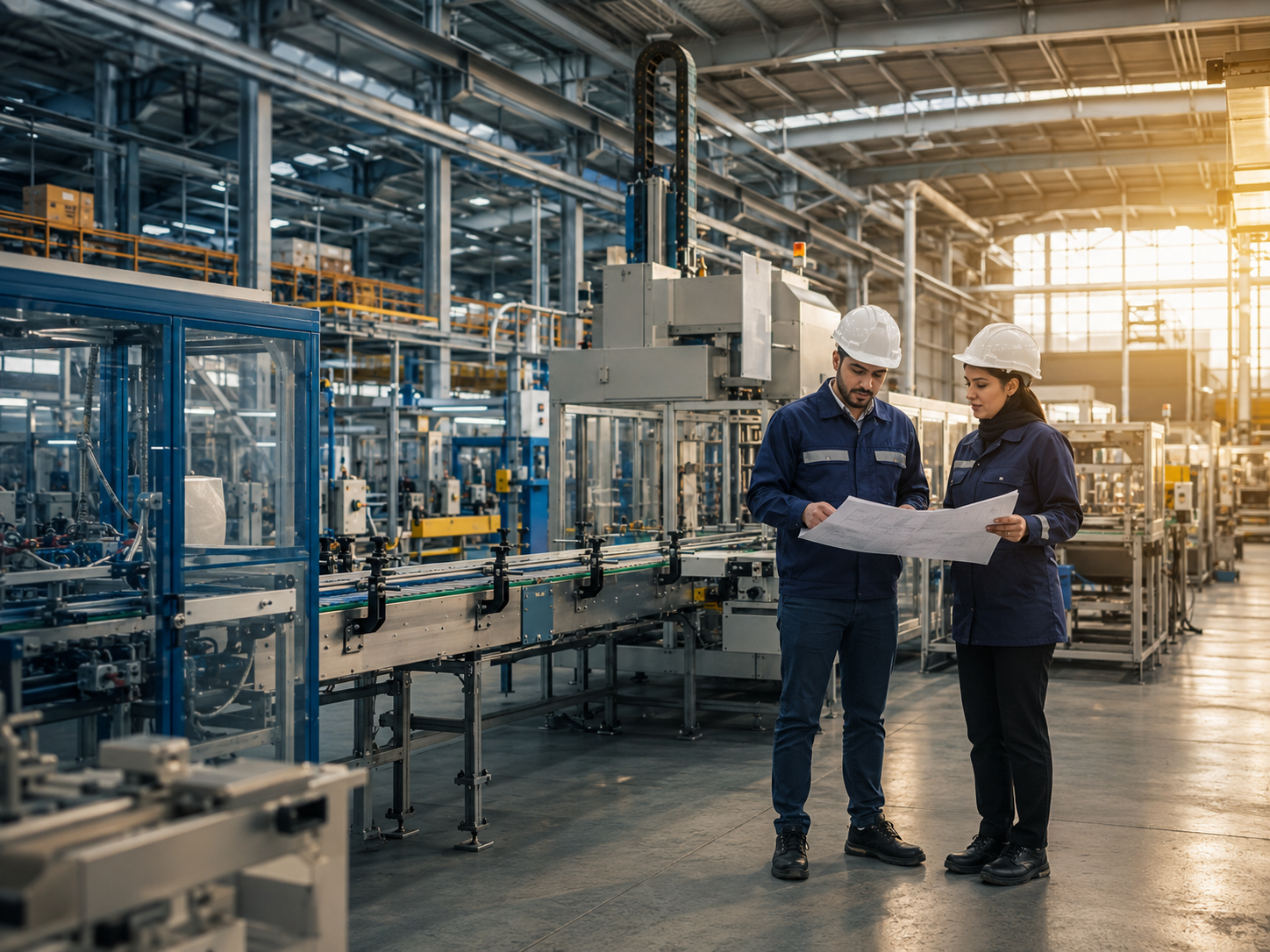 Projet industriel moderne et ingénieurs en usine